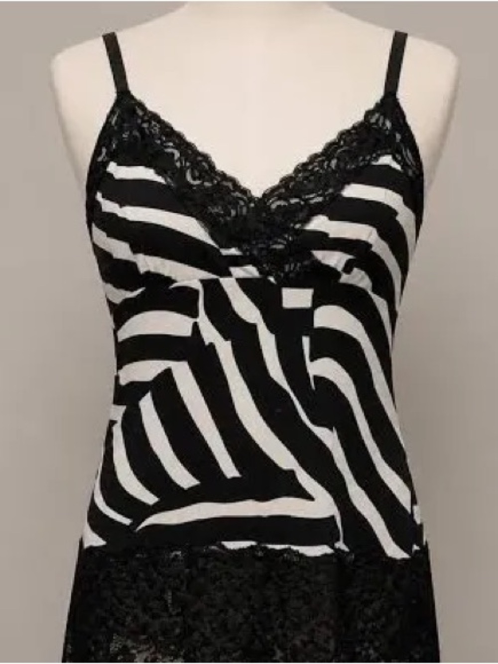 White House Black Market Black and White Zebra Lace-Trim Cami